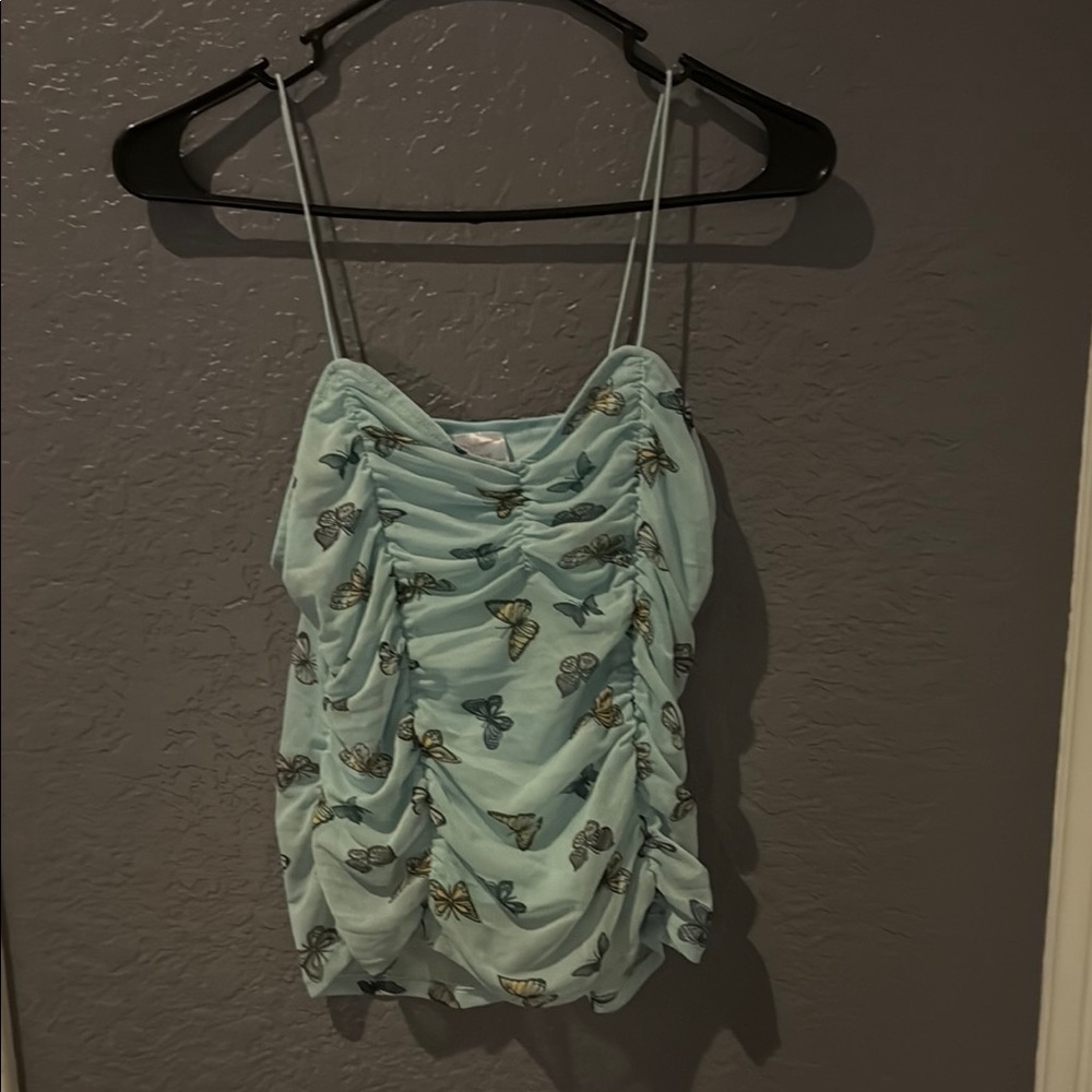 No Boundaries Green Ruched Camisole Sleeveless Top